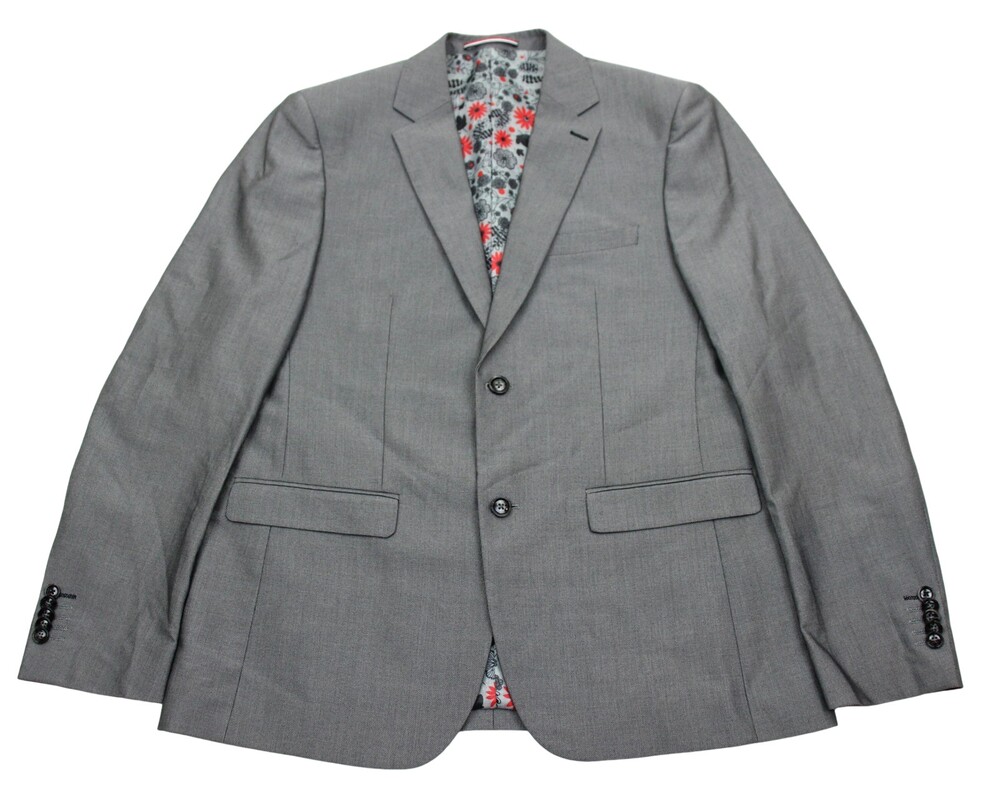 Soul Of London Suit Jacket Mens 44R Slim Fit Gray Stretch Dress Blazer Formal